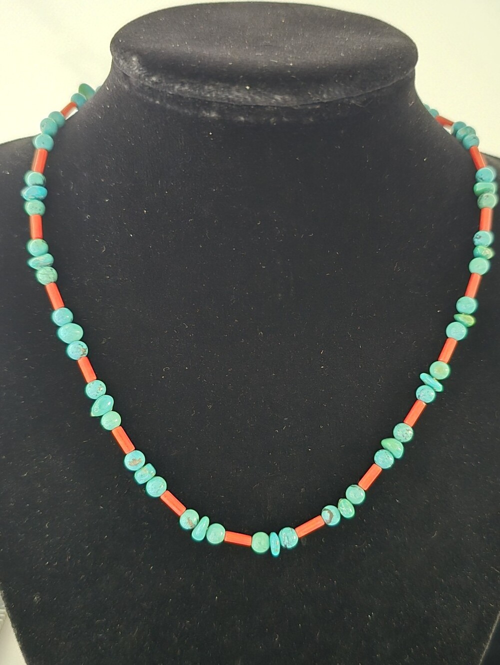 Southwest Turquoise Glass Bead Necklace Boho Summer Casual